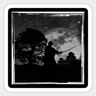 Moonlit Samurai: A Tribute to Japanese Tradition Sticker